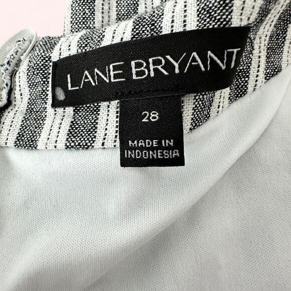 Lane Bryant Stripped Linen Blend Belted Wide Leg Cropped Sleeveless Romper (28) - Picture 12 of 14